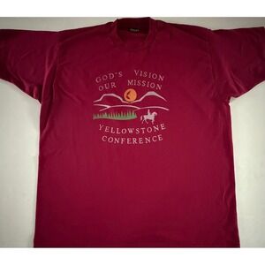 Vintage Christian T Shirt XXL Red‎ Single Stitch Yellowstone Conference Church